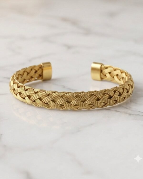 Gold Woven Wire Braided Bracelet