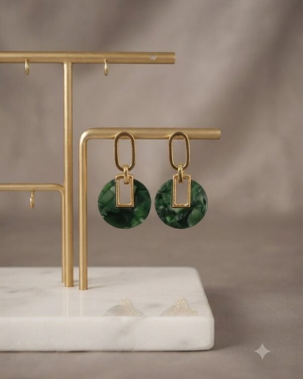 Green Acrylic Geometric Earrings