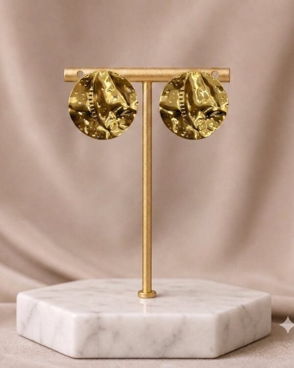 Hammered Gold Disc Earrings