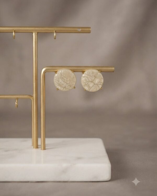 Off-White Round Stud Earrings