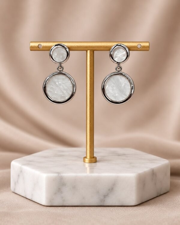 Silver Double Circle Earrings