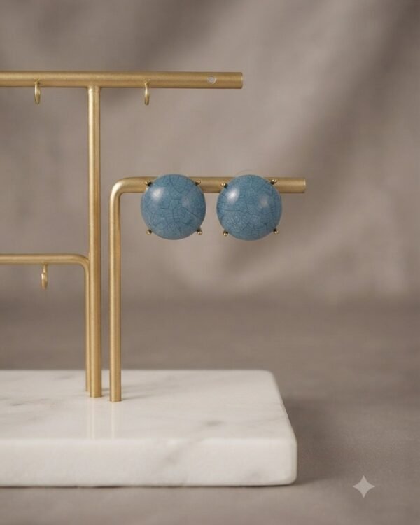 Sky Blue Round Stud Earrings