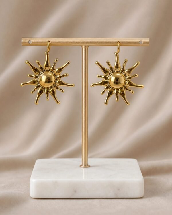 Stainless Steel Golden Sun Earrings