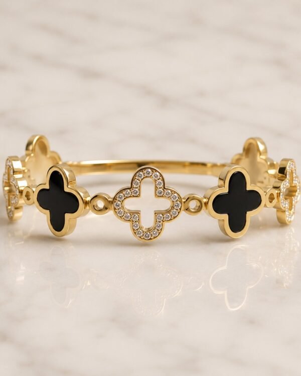 Van Cleef Gold Black & Crystal Bracelet