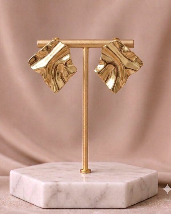 Wavy Geometric Gold Earrings